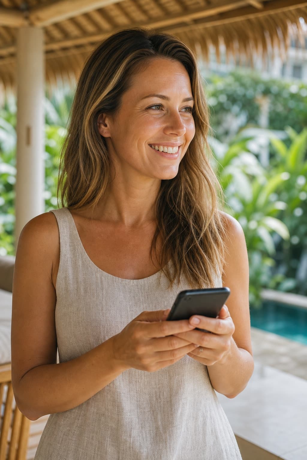 Homeowner smiling while posting a task on KerjaXtra